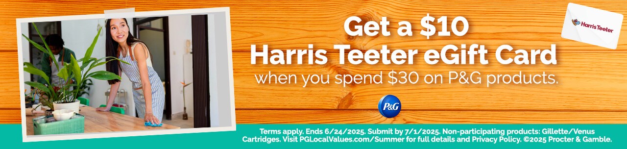 Get a $10 Harris Teeter eGift Card when you spend $30 on P&G products
