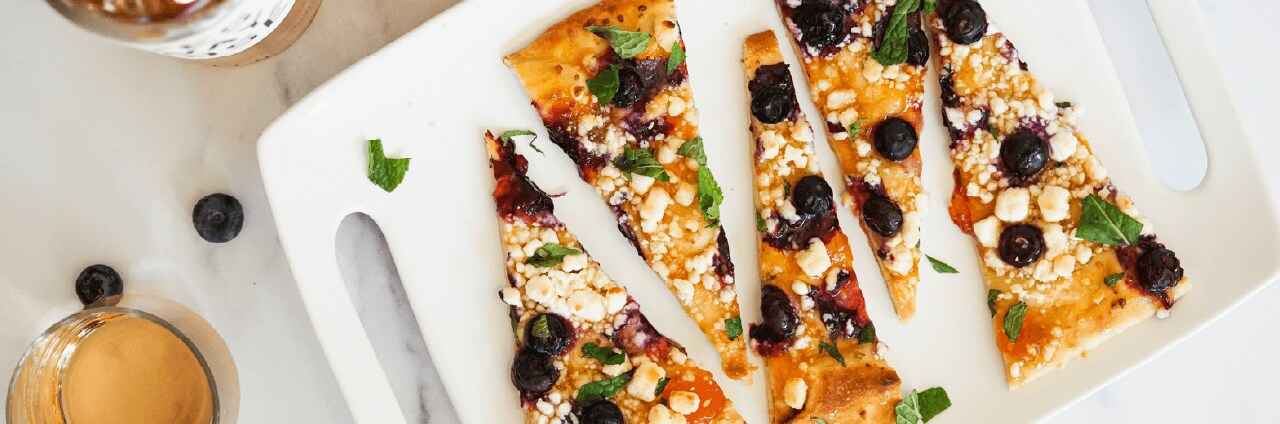 Blueberry Flatbread with Goat Cheese Crumbles