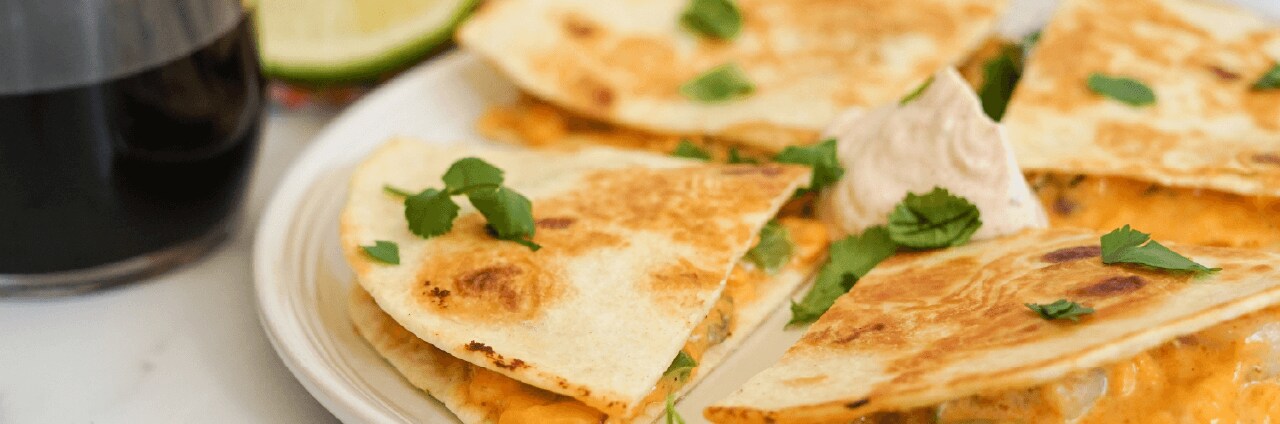 Shrimp, Cheddar and Poblano Quesadillas