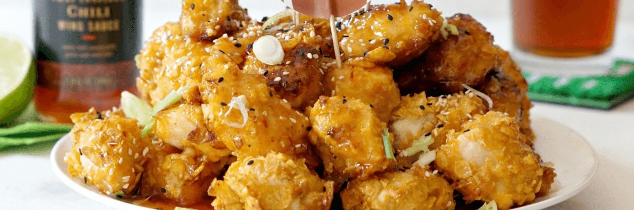 Crispy Baked Thai Chili Popcorn Chicken