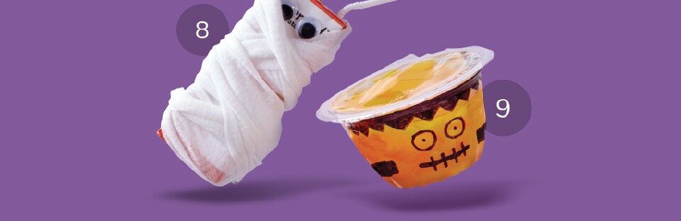 Mummy juice and Frankenstein fruit cup