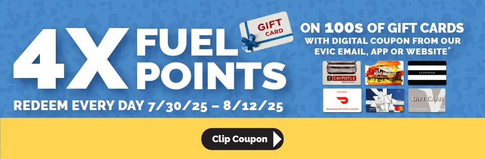 4X Fuel Points on Gift Cards