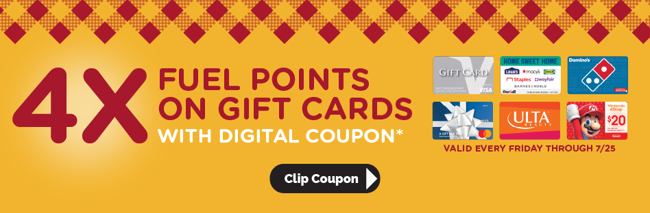4X Fuel Points on Gift Cards