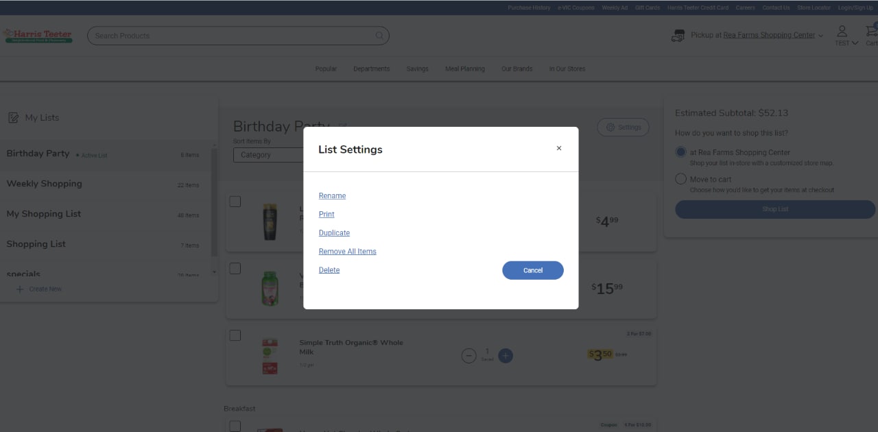 List Settings